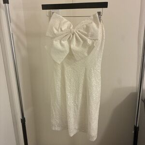 Altar'd State white sparkling bow dress
